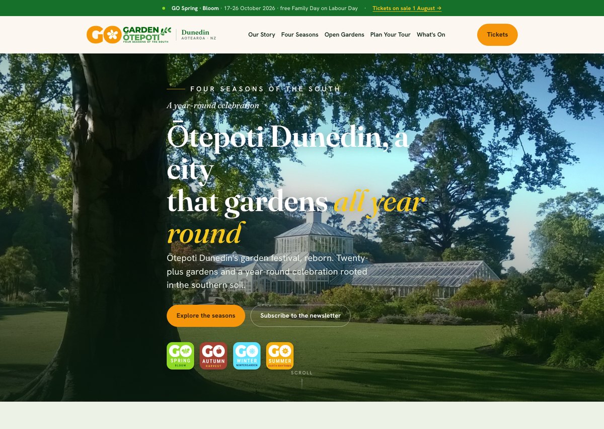 Garden Ōtepoti — Dunedin's garden festival, live site